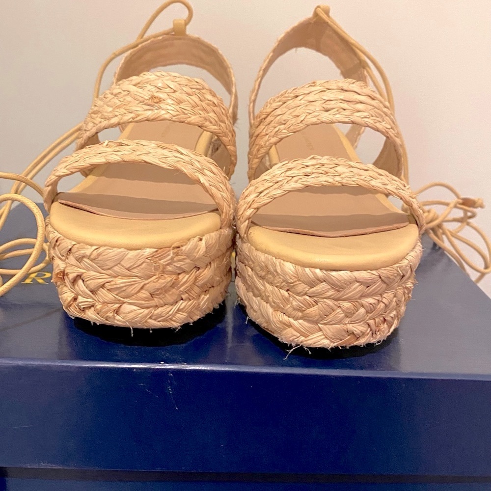 Polo Ralph Lauren Raffia Platform Shoe sz 7.5 - Picture 4 of 15